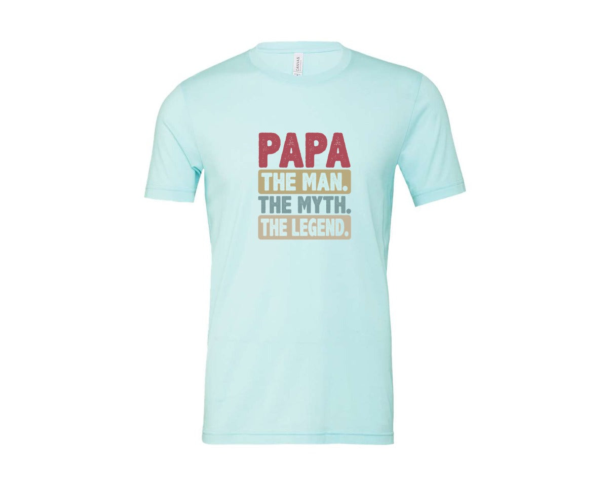 brand:Bella Canvas|color:Heather Ice Blue|Papa Shirt Father Shirt Graphic T-Shirt