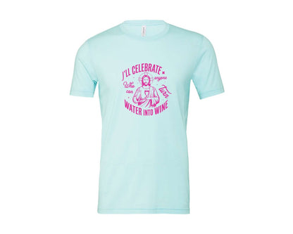 brand:Bella Canvas|color:Heather Ice Blue|Jesus Water Into Wine Design Graphic T-Shirt