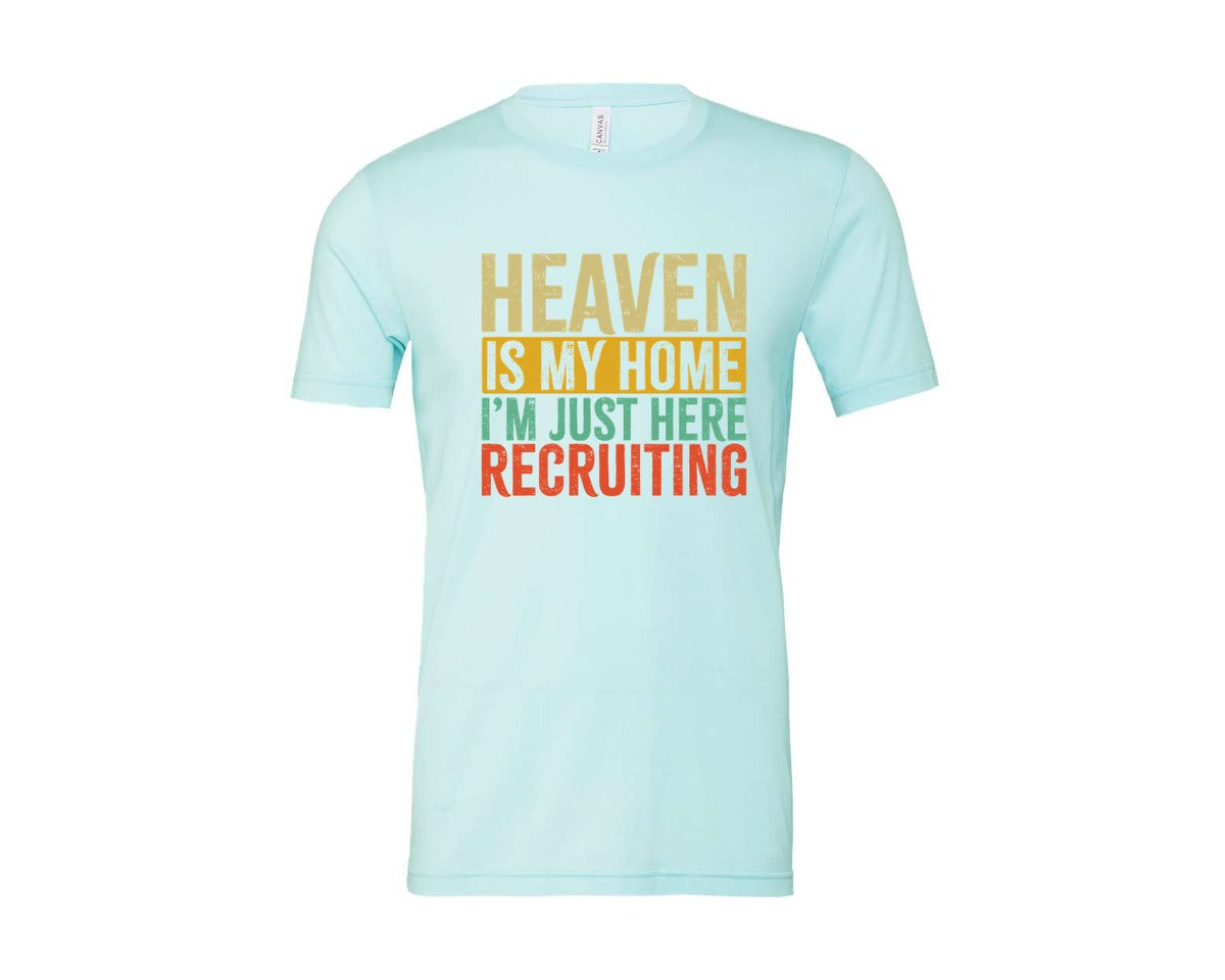 brand:Bella Canvas|color:Heather Ice Blue|Heaven Is My Home Christian Religious 2 Graphic T-Shirt