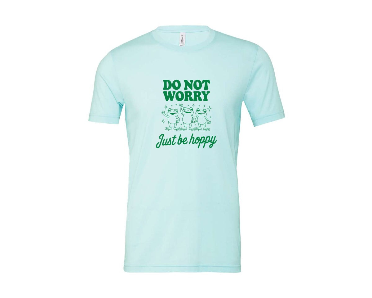 brand:Bella Canvas|color:Heather Ice Blue|Do Not Worry Just Be Hoppy Frog T Shirt 2 Graphic T-Shirt