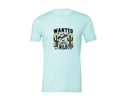 brand:Bella Canvas|color:Heather Ice Blue|Western Wanted And Wild T Shirt Graphic T-Shirt