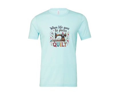brand:Bella Canvas|color:Heather Ice Blue|Quilting When Life Goes To Pieces Graphic T-Shirt