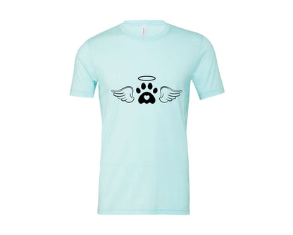 brand:Bella Canvas|color:Heather Ice Blue|Dog Angel Wings Memorial Graphic T-Shirt