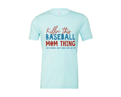 brand:Bella Canvas|color:Heather Ice Blue|Funny Baseball Mom Thing Graphic T-Shirt