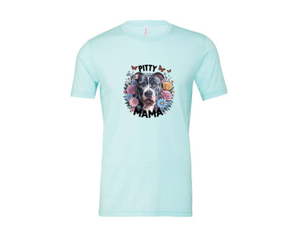 brand:Bella Canvas|color:Heather Ice Blue|Pitty Mama Cute Pitbull Dog 2 Graphic T-Shirt