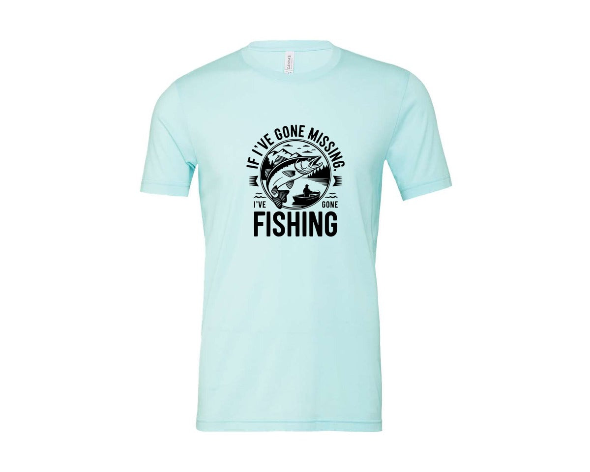 brand:Bella Canvas|color:Heather Ice Blue|If Ive Gone Missing Ive Gone Fishing T Graphic T-Shirt