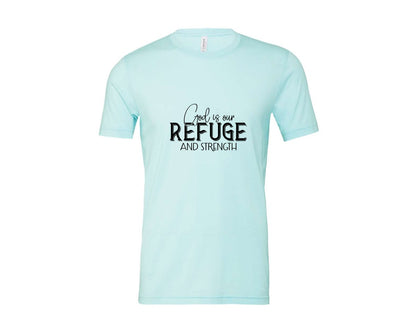 brand:Bella Canvas|color:Heather Ice Blue|God Is Our Refuge And Strength Sleeve Sv Graphic T-Shirt