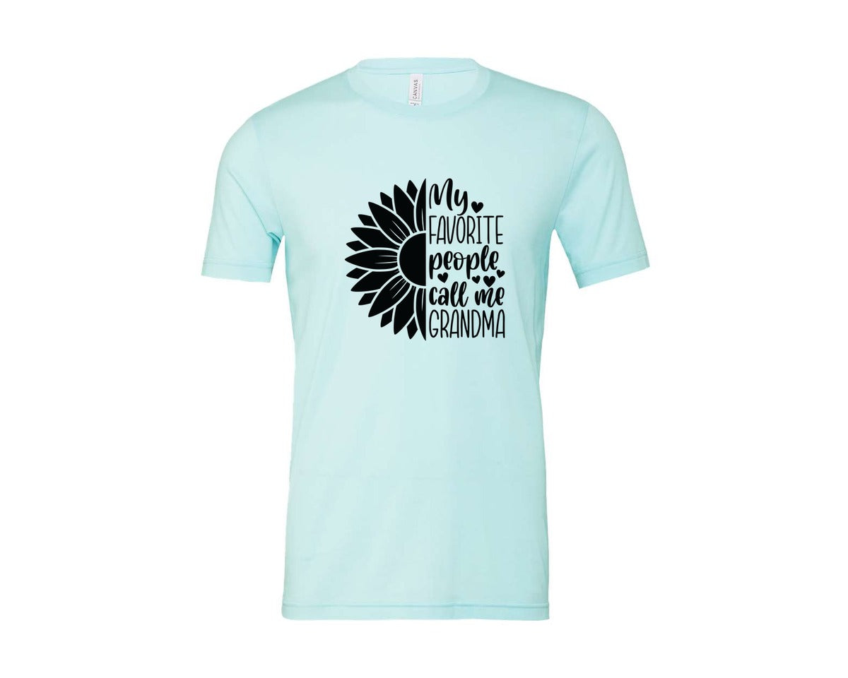 brand:Bella Canvas|color:Heather Ice Blue|Grandma Sunflower Grandma Graphic T-Shirt