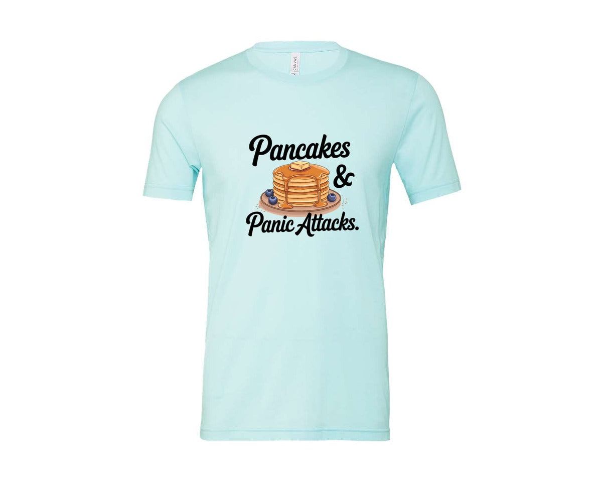 brand:Bella Canvas|color:Heather Ice Blue|Pancakes Panic Attacks Graphic T-Shirt