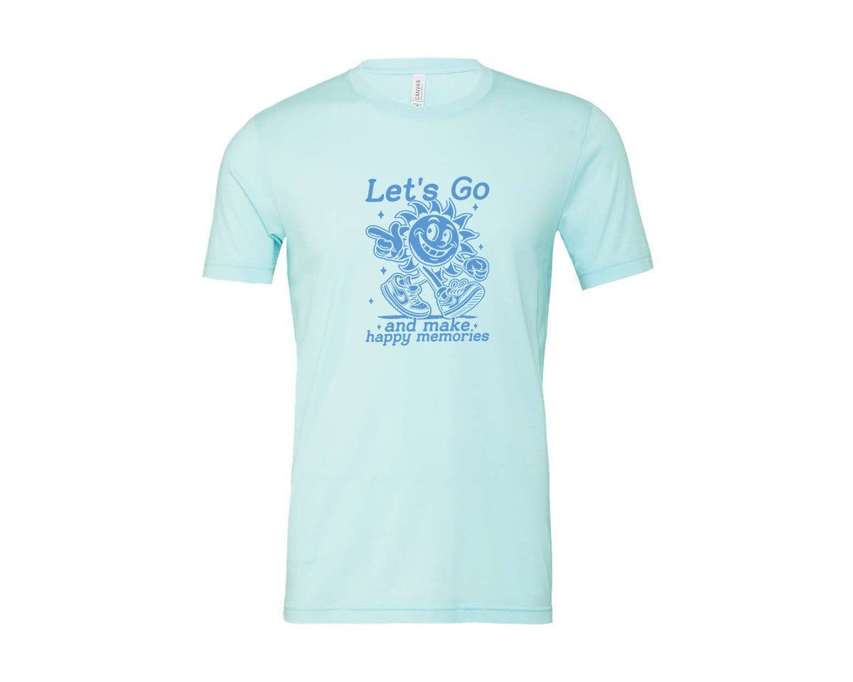 brand:Bella Canvas|color:Heather Ice Blue|Lets Go And Make Happy Memories Graphic T-Shirt
