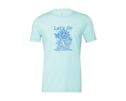brand:Bella Canvas|color:Heather Ice Blue|Lets Go And Make Happy Memories Graphic T-Shirt