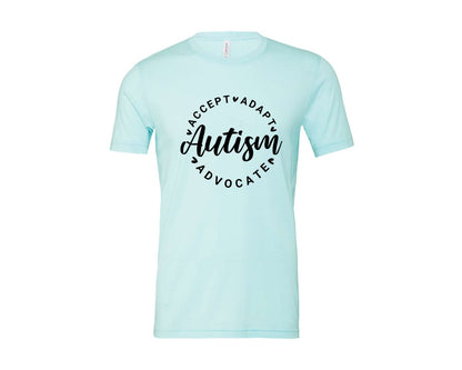 brand:Bella Canvas|color:Heather Ice Blue|Autism Awareness Accept Adapt Advocate 4 Graphic T-Shirt