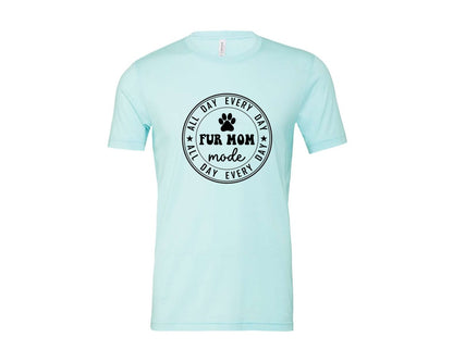 brand:Bella Canvas|color:Heather Ice Blue|Fur Mom Funny Dog Mom Shirt Graphic T-Shirt