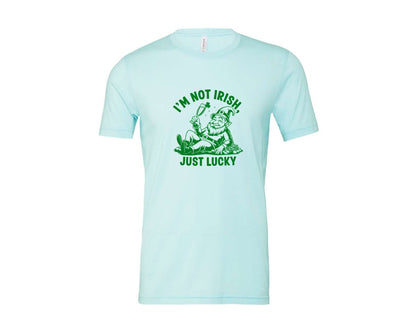 brand:Bella Canvas|color:Heather Ice Blue|Im Not Irish Just Lucky Design Graphic T-Shirt