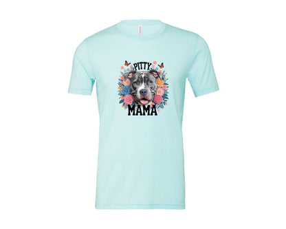 brand:Bella Canvas|color:Heather Ice Blue|Pitty Mama Cute Pitbull Dog Graphic T-Shirt