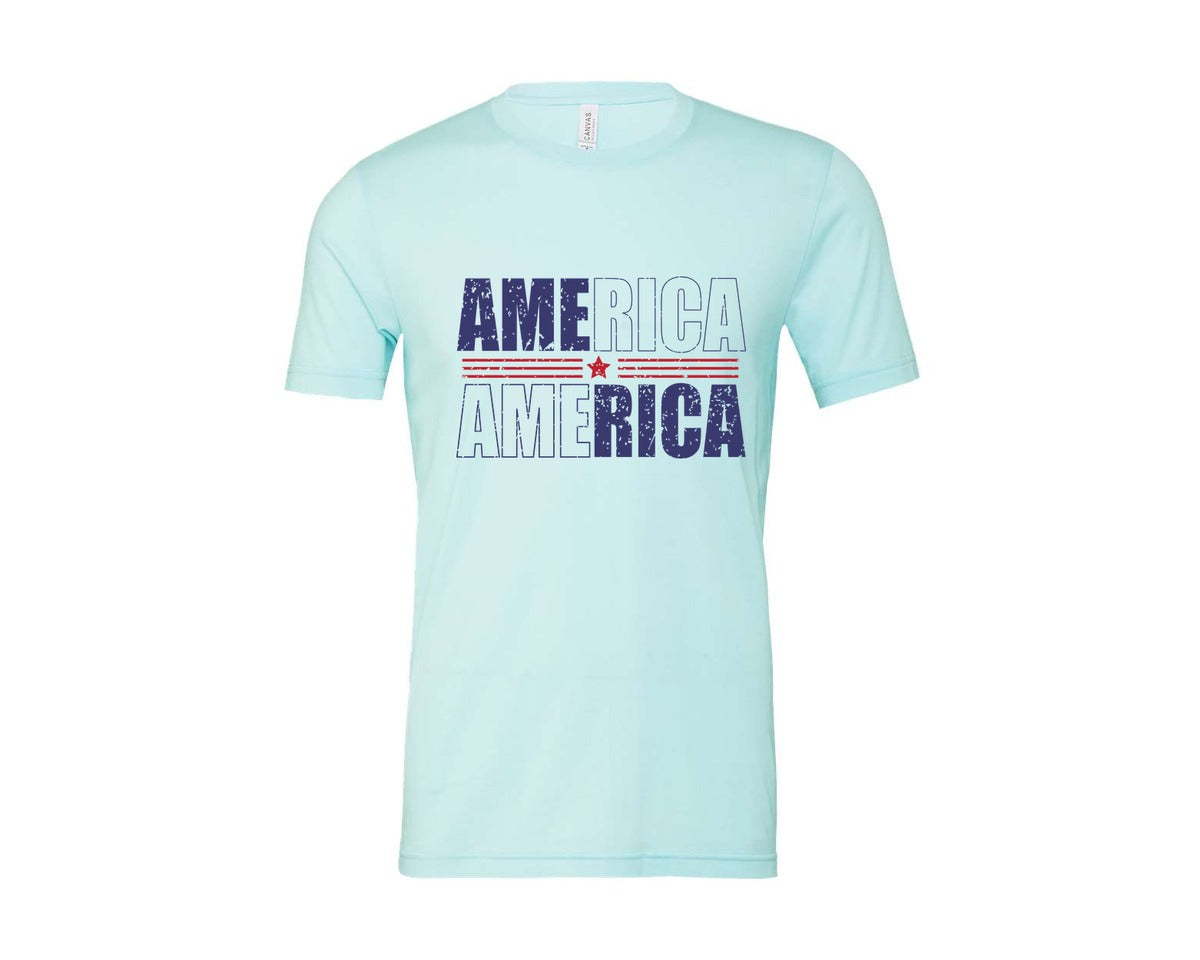 brand:Bella Canvas|color:Heather Ice Blue|America Patriotic Graphic T-Shirt