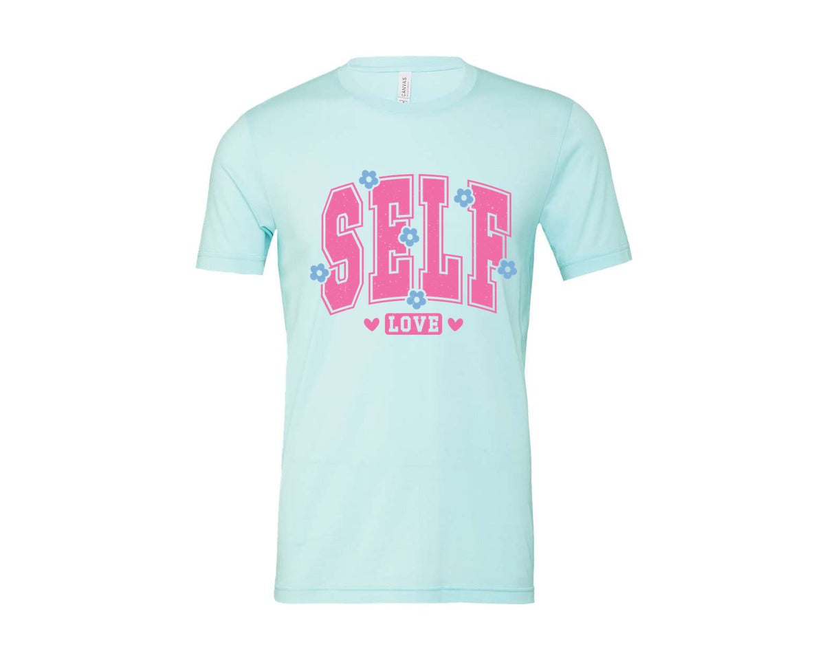brand:Bella Canvas|color:Heather Ice Blue|Self Love Pnginspirational Graphic T-Shirt