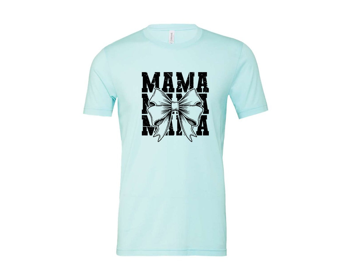 brand:Bella Canvas|color:Heather Ice Blue|Mama Mom Mama Coquette Graphic T-Shirt