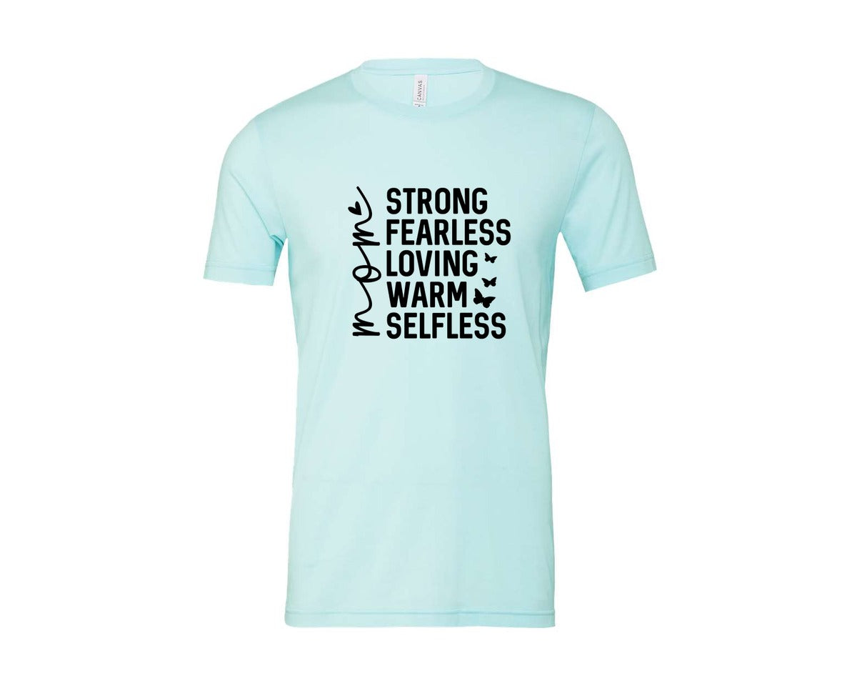 brand:Bella Canvas|color:Heather Ice Blue|Strong Fearless Loving Warm Selfless Graphic T-Shirt