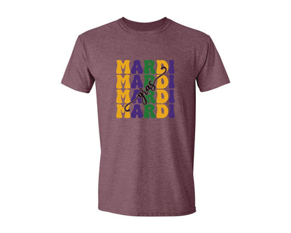 brand:Generic|color:Heather Maroon|Mardi Gras 24 Graphic T-Shirt