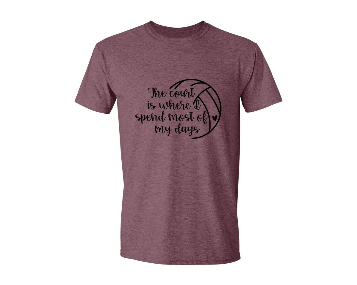 brand:Generic|color:Heather Maroon|Volleyball Mom 24 Graphic T-Shirt