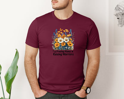 brand:Bella Canvas|color:Heather Maroon|Praying Mama Boho Floral Mama 2 Graphic T-Shirt