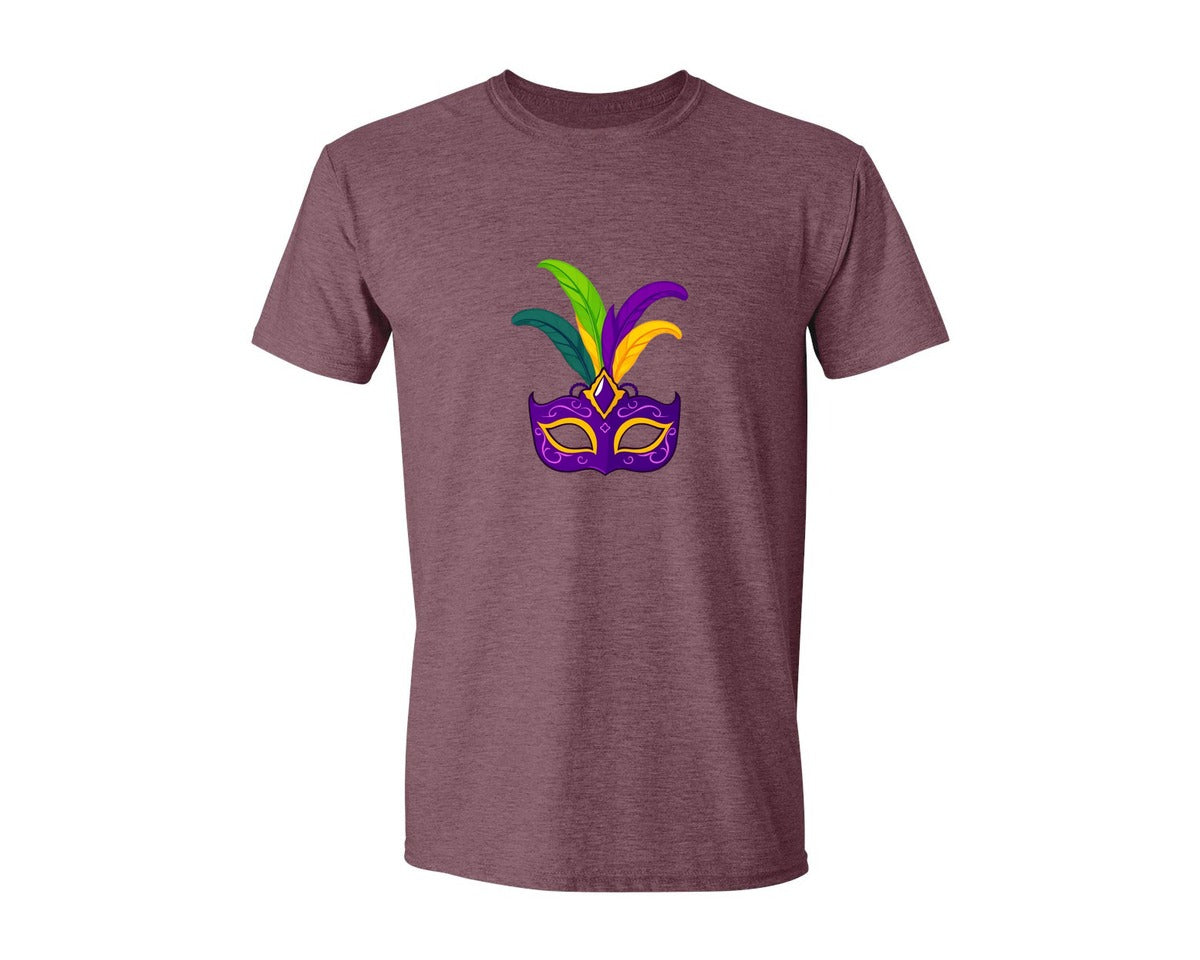 brand:Generic|color:Heather Maroon|Mardi Gras Mask T Shirt Design 4 Graphic T-Shirt