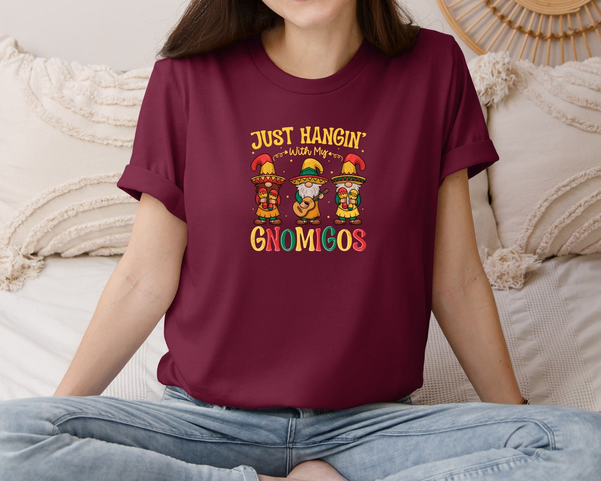 brand:Bella Canvas|color:Heather Maroon|Gnomigos Cinco De Mayo Tshirt Graphic T-Shirt