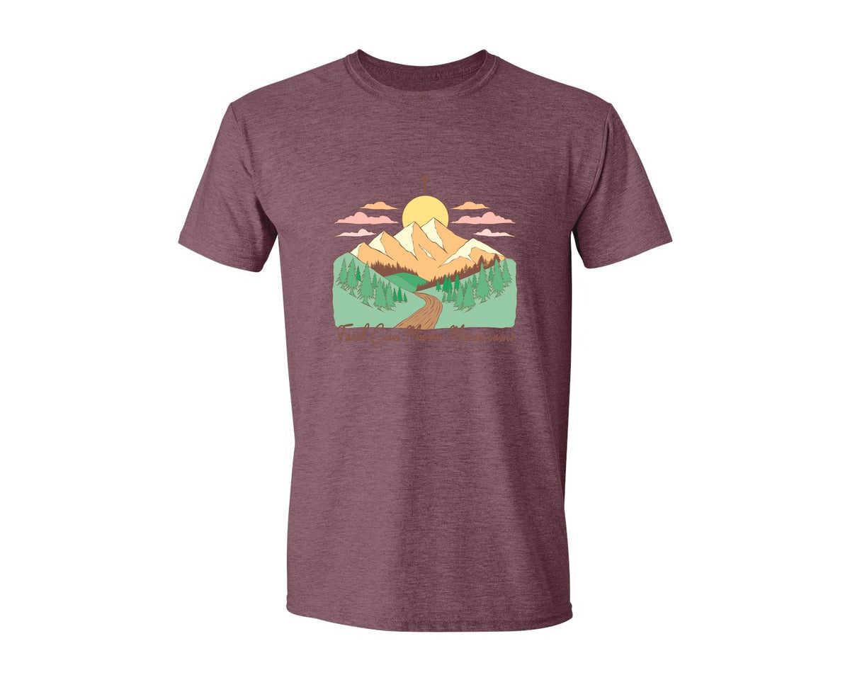 brand:Generic|color:Heather Maroon|Faith Can Move Mountains Christian Quote 2 Graphic T-Shirt