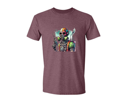 brand:Generic|color:Heather Maroon|Robot Sublimationsticker Graphic T-Shirt