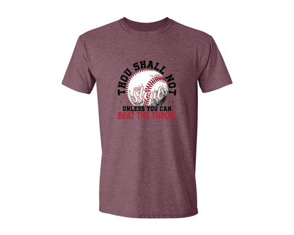 brand:Generic|color:Heather Maroon|Funny Baseball Thou Shall Not Steal Graphic T-Shirt