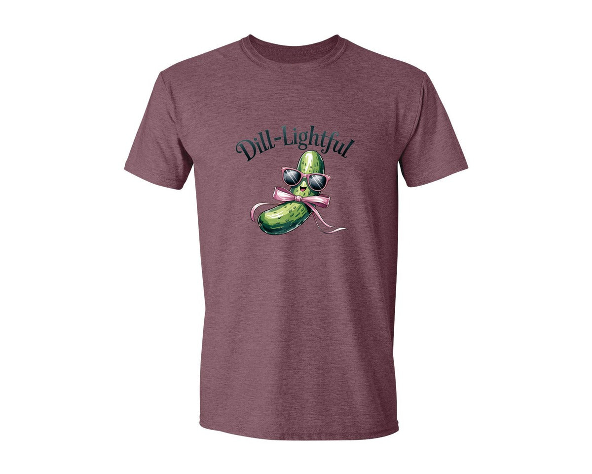 brand:Generic|color:Heather Maroon|Dill Lightful Funny Pickle 2 Graphic T-Shirt