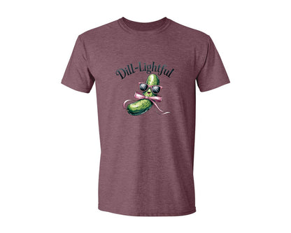 brand:Generic|color:Heather Maroon|Dill Lightful Funny Pickle 2 Graphic T-Shirt
