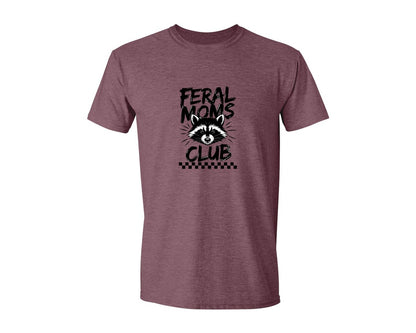 brand:Generic|color:Heather Maroon|Feral Moms Club Mom Life Raccoon Graphic T-Shirt