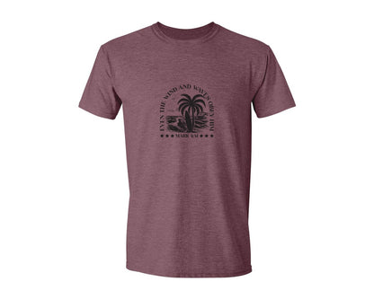brand:Generic|color:Heather Maroon|Wind And Waves Obey Him Mark 441 Graphic T-Shirt