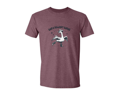 brand:Generic|color:Heather Maroon|Gods Silliest Cowboy Goose Dancing Shir Graphic T-Shirt