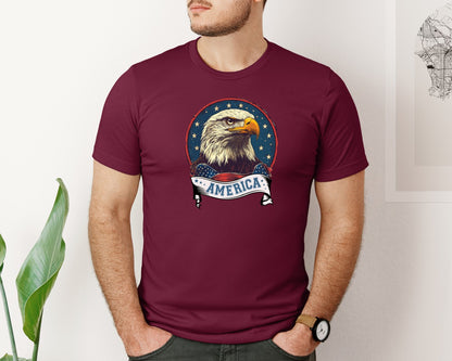 brand:Bella Canvas|color:Heather Maroon|4Th Of July Patriotic America Graphic T-Shirt
