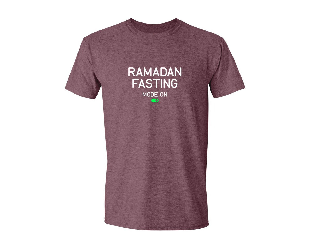 brand:Generic|color:Heather Maroon|Ramadan Fasting Mode On Ramadan Typogra Graphic T-Shirt