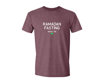 brand:Generic|color:Heather Maroon|Ramadan Fasting Mode On Ramadan Typogra Graphic T-Shirt
