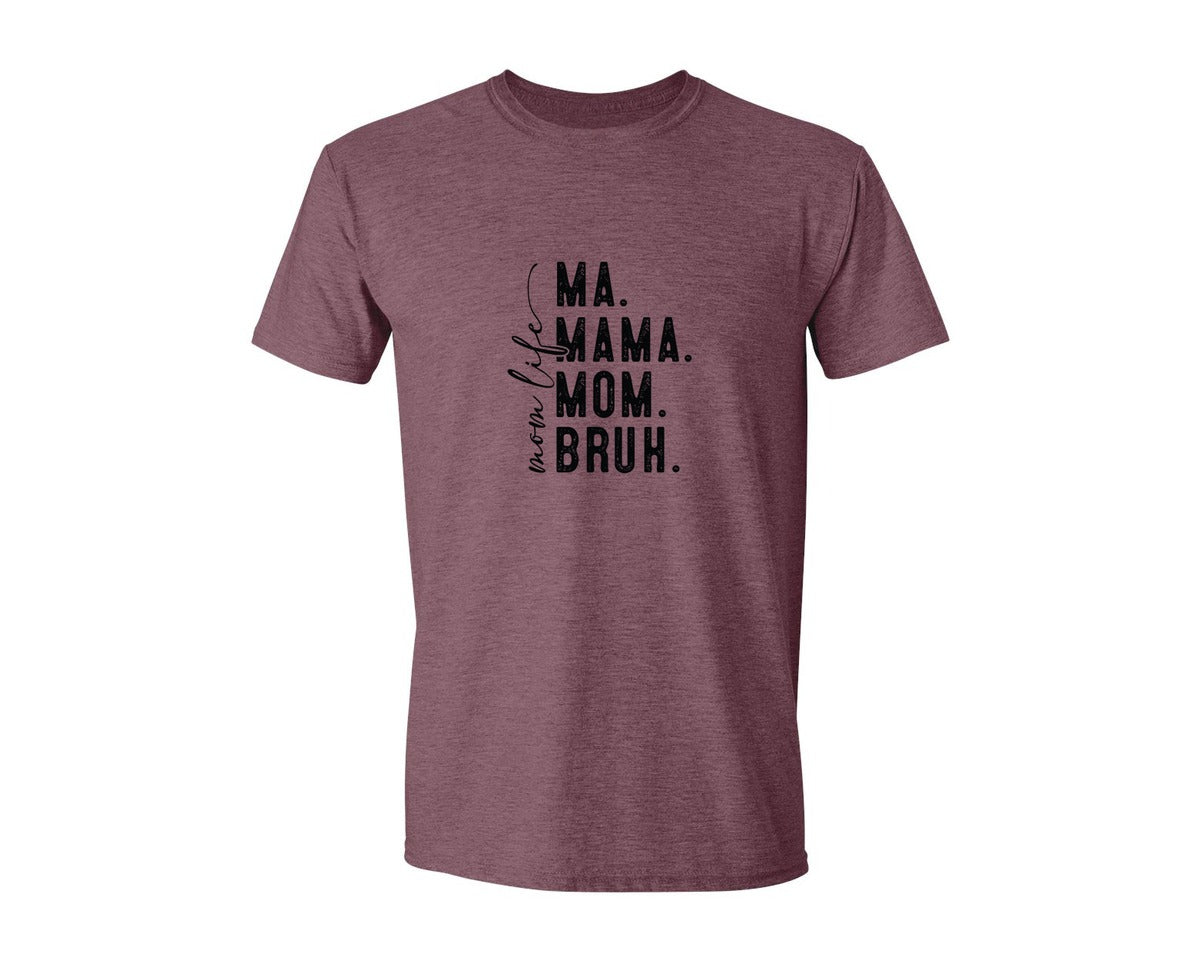 brand:Generic|color:Heather Maroon|Ma Mama Mom Bruh Mothers Day 4 Graphic T-Shirt