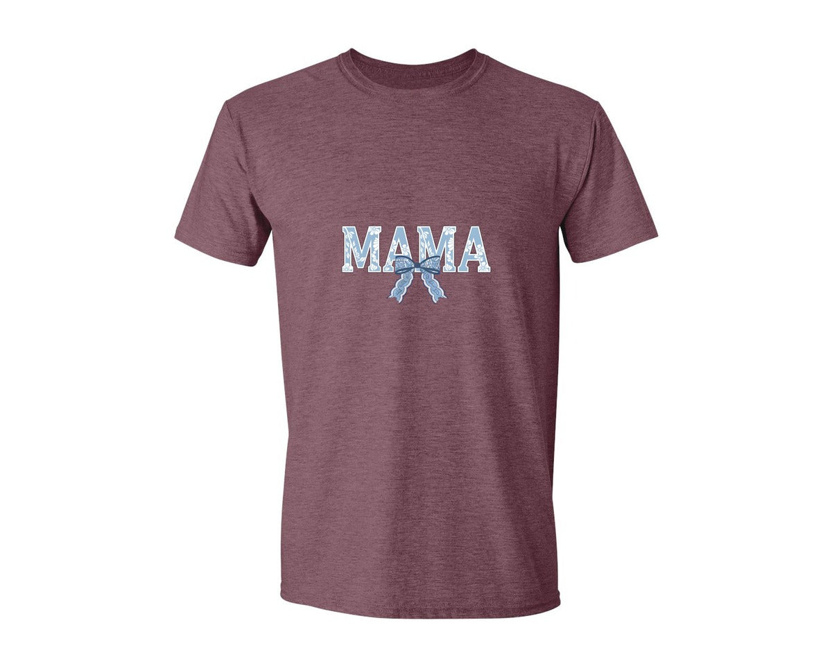 brand:Generic|color:Heather Maroon|Mama Floral Coquette Bow Mama Graphic T-Shirt