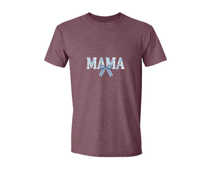 brand:Generic|color:Heather Maroon|Mama Floral Coquette Bow Mama Graphic T-Shirt