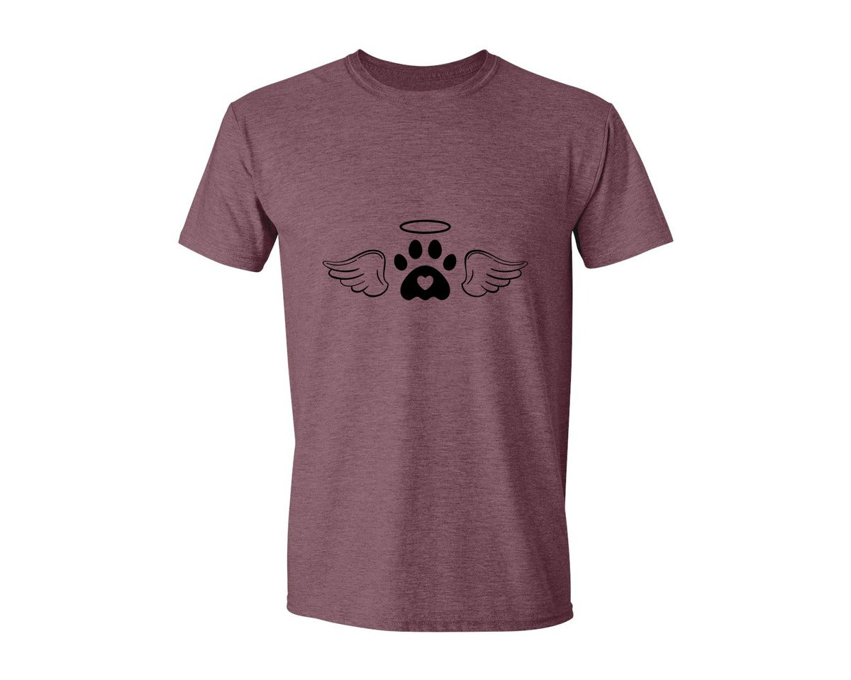brand:Generic|color:Heather Maroon|Dog Angel Wings Memorial Graphic T-Shirt