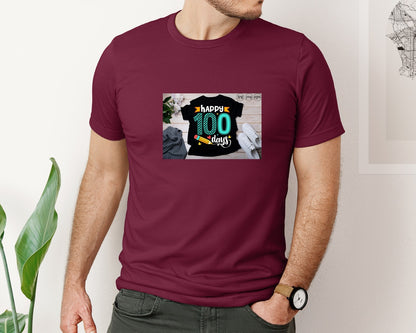 brand:Bella Canvas|color:Heather Maroon|100 Days Of School Shirt 10 Graphic T-Shirt