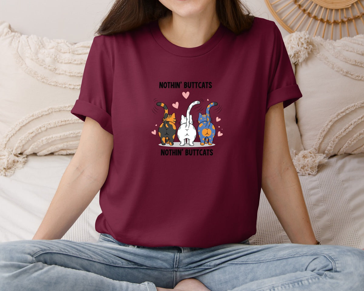 brand:Bella Canvas|color:Heather Maroon|Funny Cats Quotes 8 Graphic T-Shirt