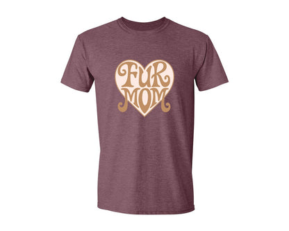 brand:Generic|color:Heather Maroon|Fur Mom Cute Crazy Cat Lady Quote Graphic T-Shirt