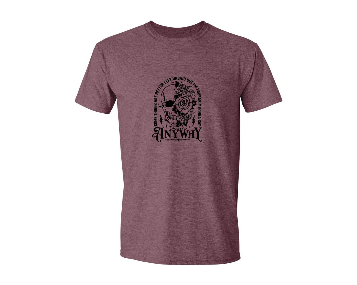 brand:Generic|color:Heather Maroon|Some Things Are Better Left Unsaid 4 Graphic T-Shirt