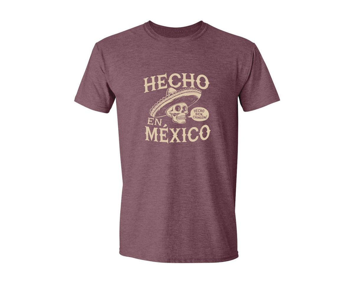 brand:Generic|color:Heather Maroon|Hecho En Mexico Mexican Chicano Pride Graphic T-Shirt