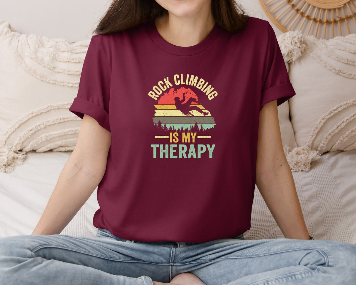 brand:Bella Canvas|color:Heather Maroon|Rock Climbing Graphic 2 Graphic T-Shirt