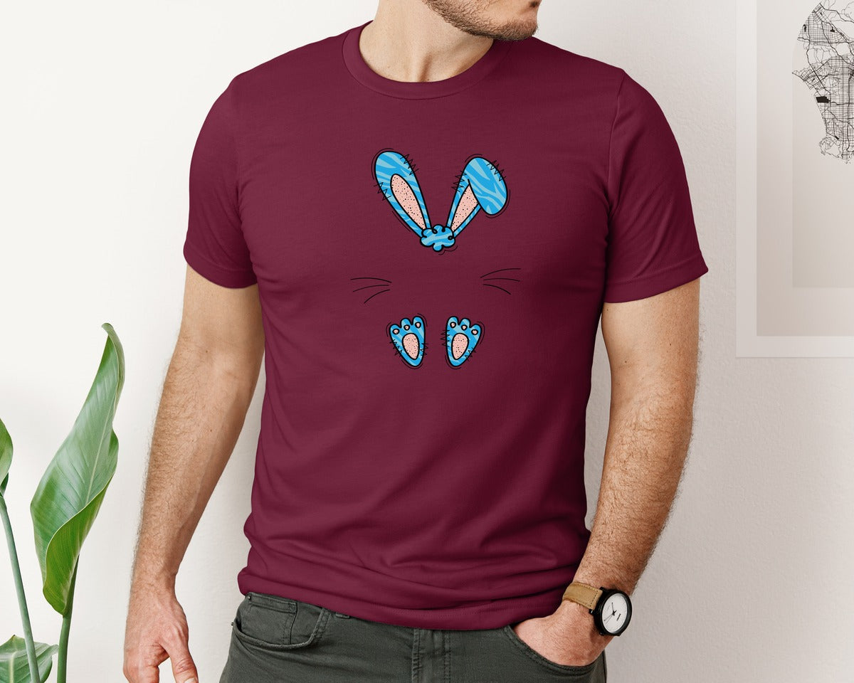 brand:Bella Canvas|color:Heather Maroon|Boys Easter Monogram Bunny Graphic T-Shirt